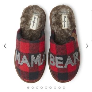 DEARFORMS MAMA BEAR BUFFALO CHECK SLIPPERS LARGE